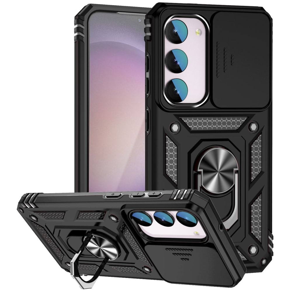 Coque Hybride Ring avec Protège Caméra Samsung Galaxy S23 FE, Noir