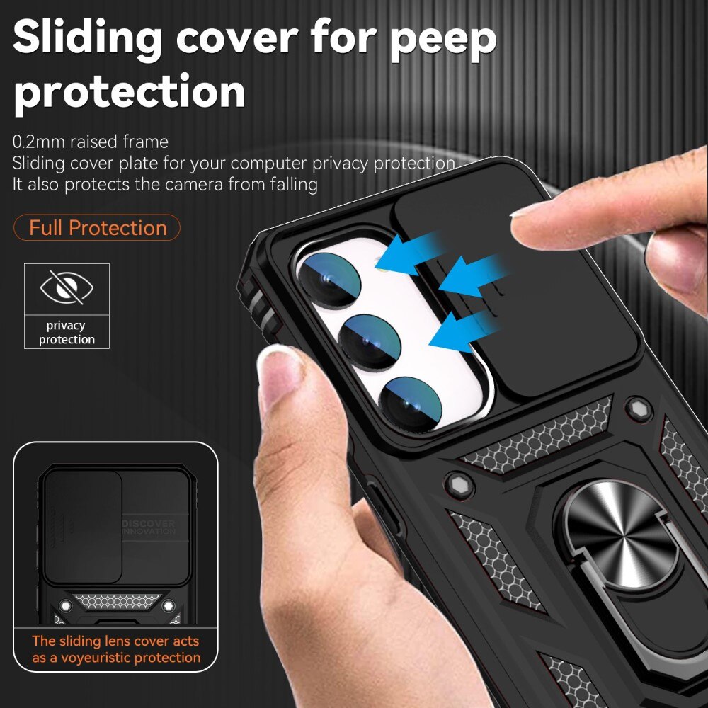 Coque Hybride Ring avec Protège Caméra Samsung Galaxy S23 FE, Noir