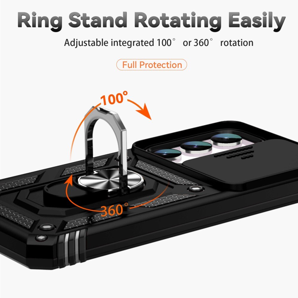 Coque Hybride Ring avec Protège Caméra Samsung Galaxy S23 FE, Noir
