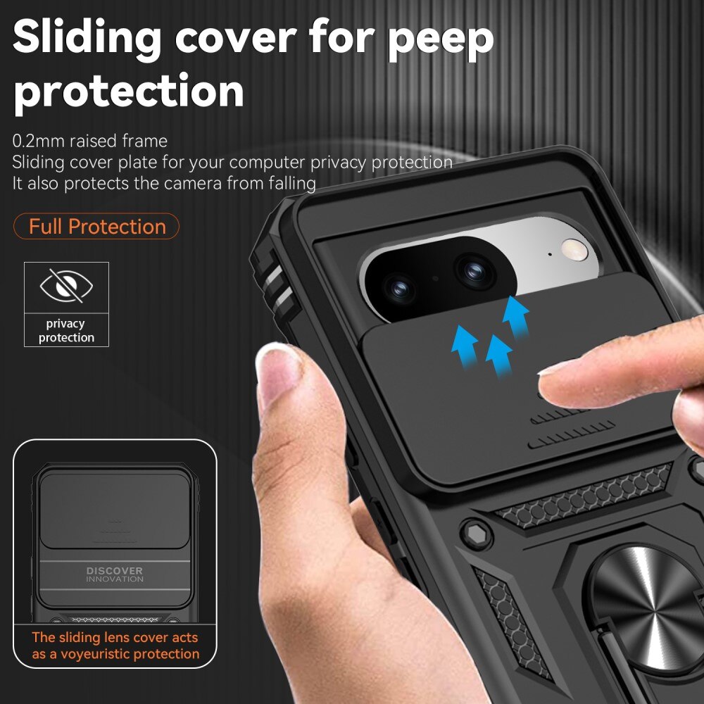 Coque Hybride Ring avec Protège Caméra Google Pixel 8, Noir