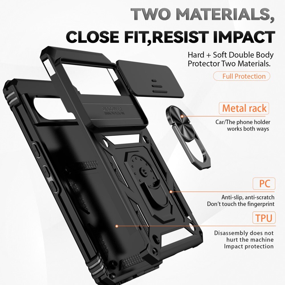 Coque Hybride Ring avec Protège Caméra Google Pixel 8 Pro, Noir