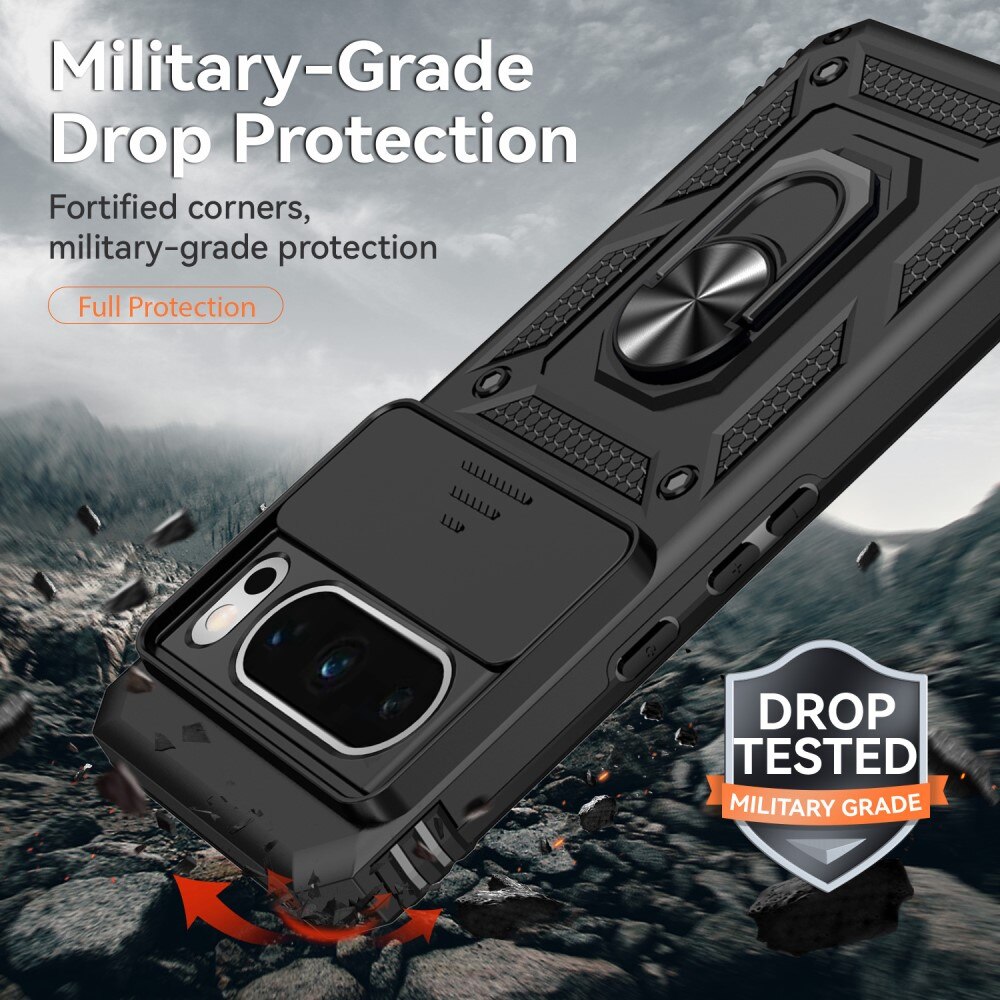 Coque Hybride Ring avec Protège Caméra Google Pixel 8 Pro, Noir