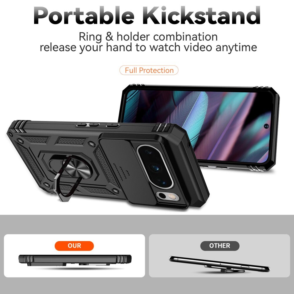 Coque Hybride Ring avec Protège Caméra Google Pixel 8 Pro, Noir