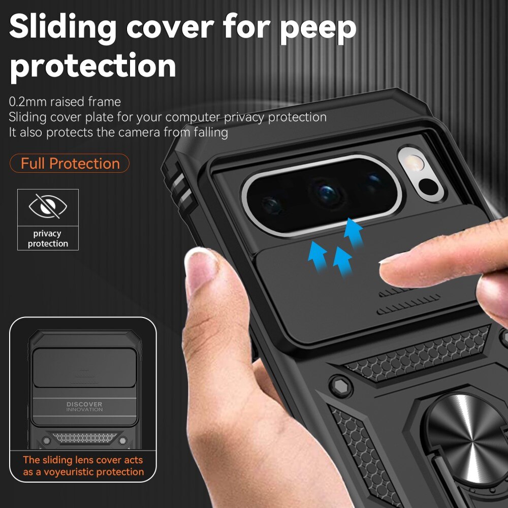 Coque Hybride Ring avec Protège Caméra Google Pixel 8 Pro, Noir