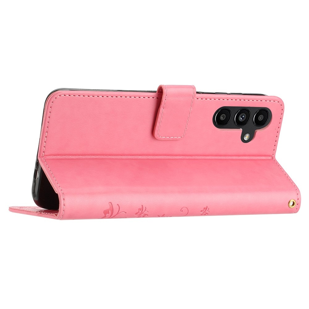 Étui en cuir à papillons pour Samsung Galaxy A25, Rose