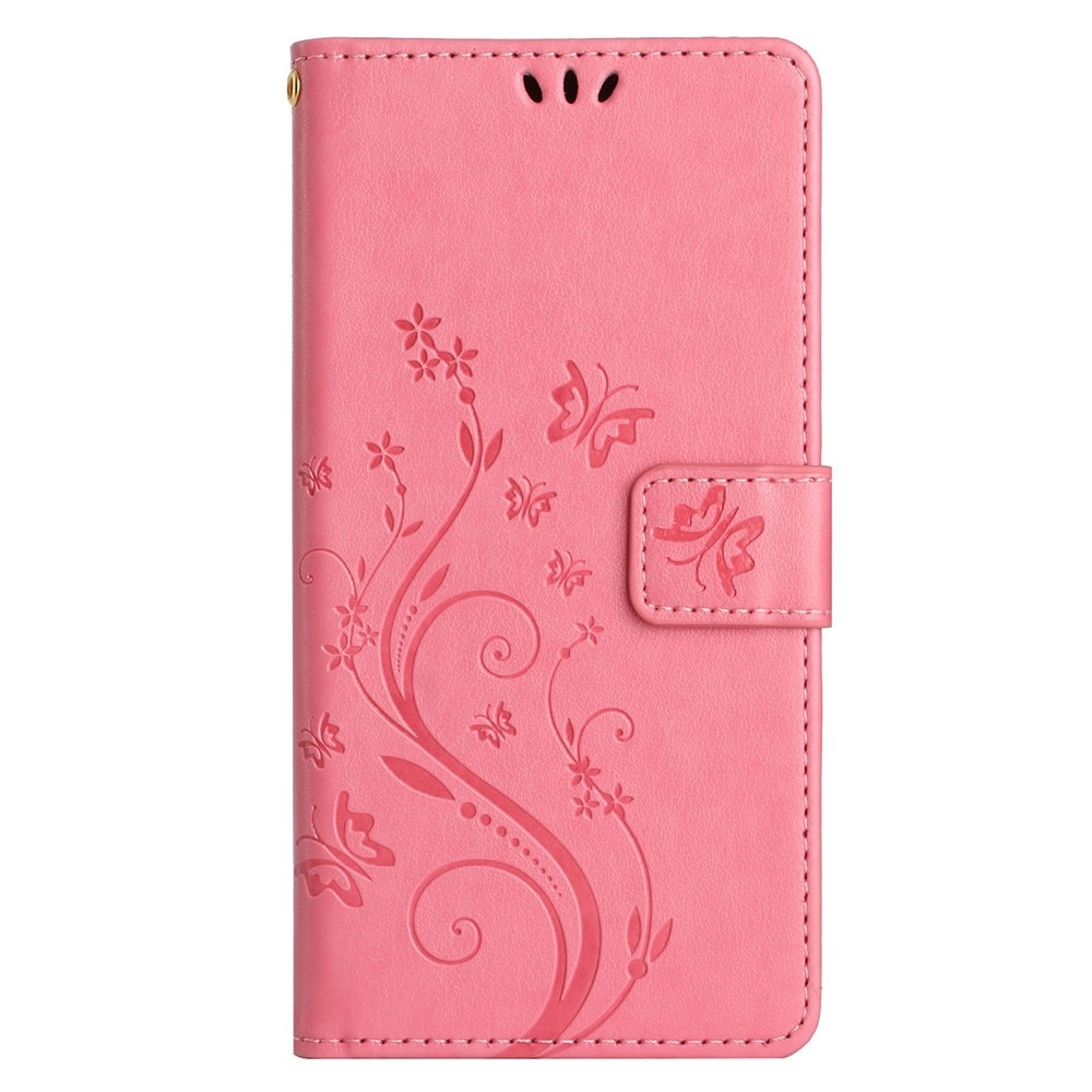 Étui en cuir à papillons pour Samsung Galaxy A25, Rose