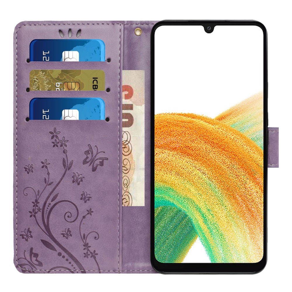 Étui en cuir à papillons pour Samsung Galaxy A25, violet