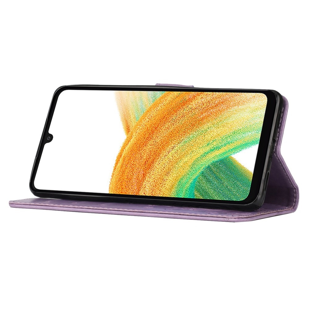 Étui en cuir à papillons pour Samsung Galaxy A25, violet