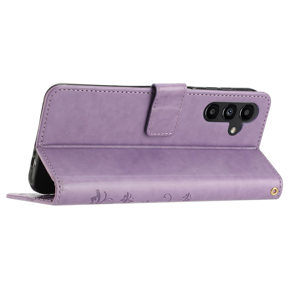 Étui en cuir à papillons pour Samsung Galaxy A25, violet