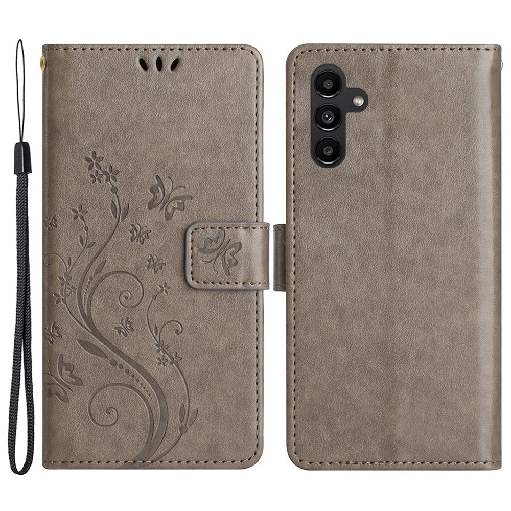 Étui en cuir à papillons pour Samsung Galaxy A25, Gris