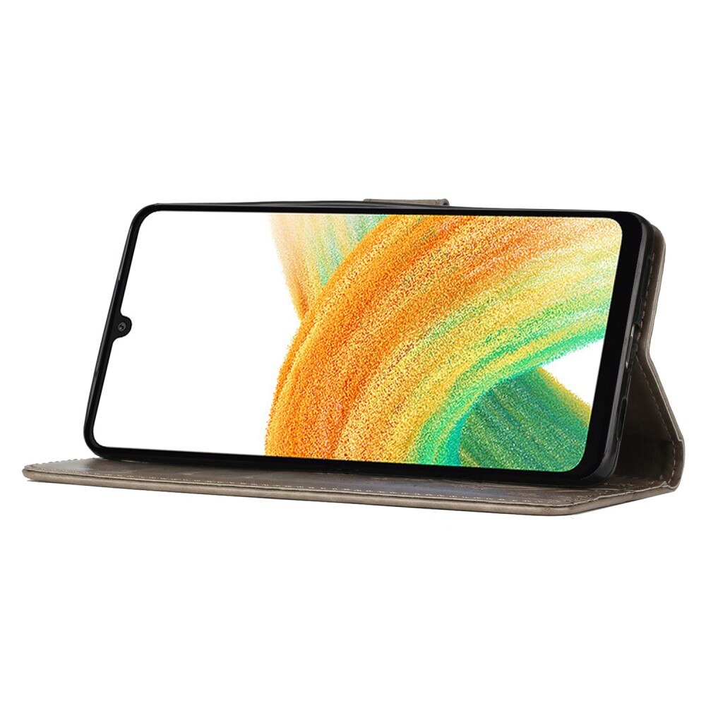 Étui en cuir à papillons pour Samsung Galaxy A25, Gris