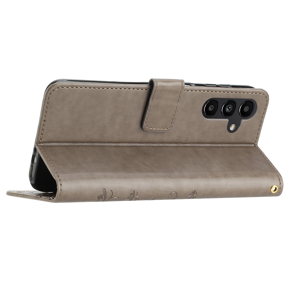 Étui en cuir à papillons pour Samsung Galaxy A25, Gris