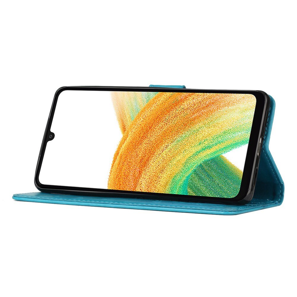 Étui en cuir à papillons pour Samsung Galaxy A25, Bleu