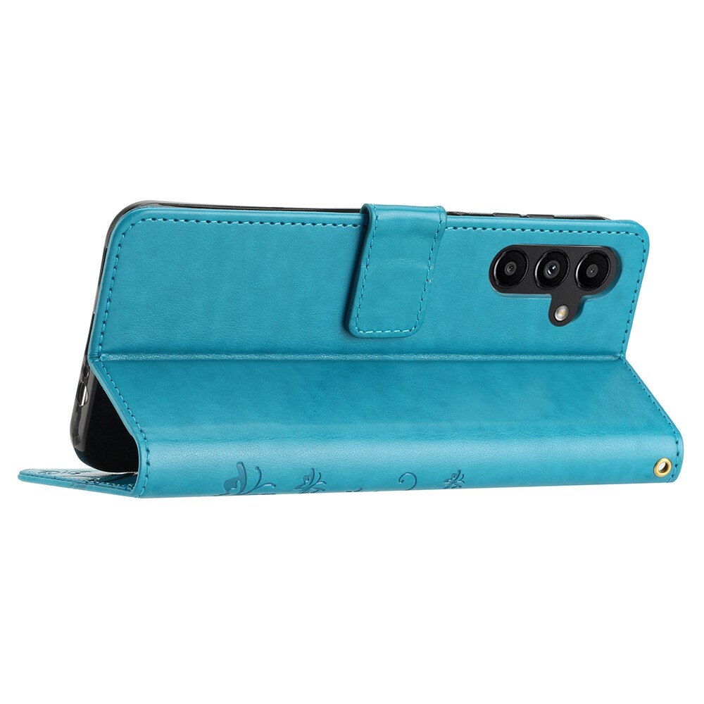 Étui en cuir à papillons pour Samsung Galaxy A25, Bleu
