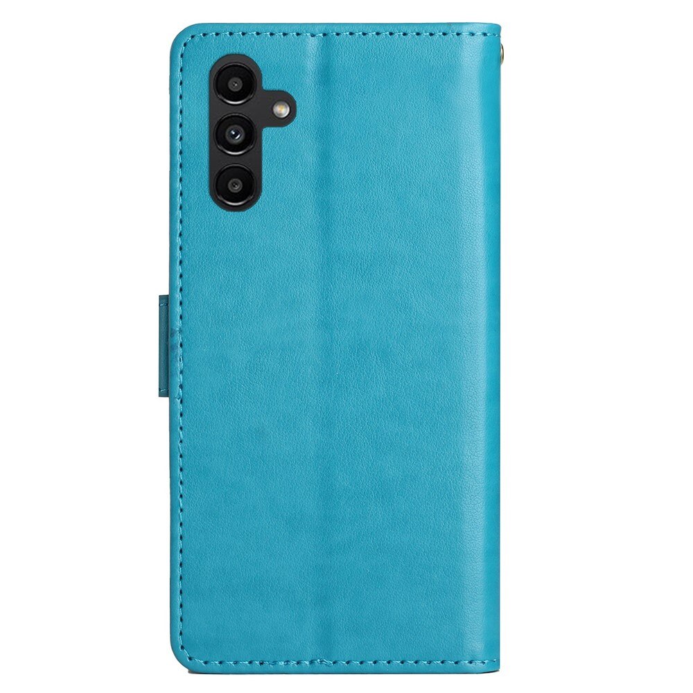 Étui en cuir à papillons pour Samsung Galaxy A25, bleu