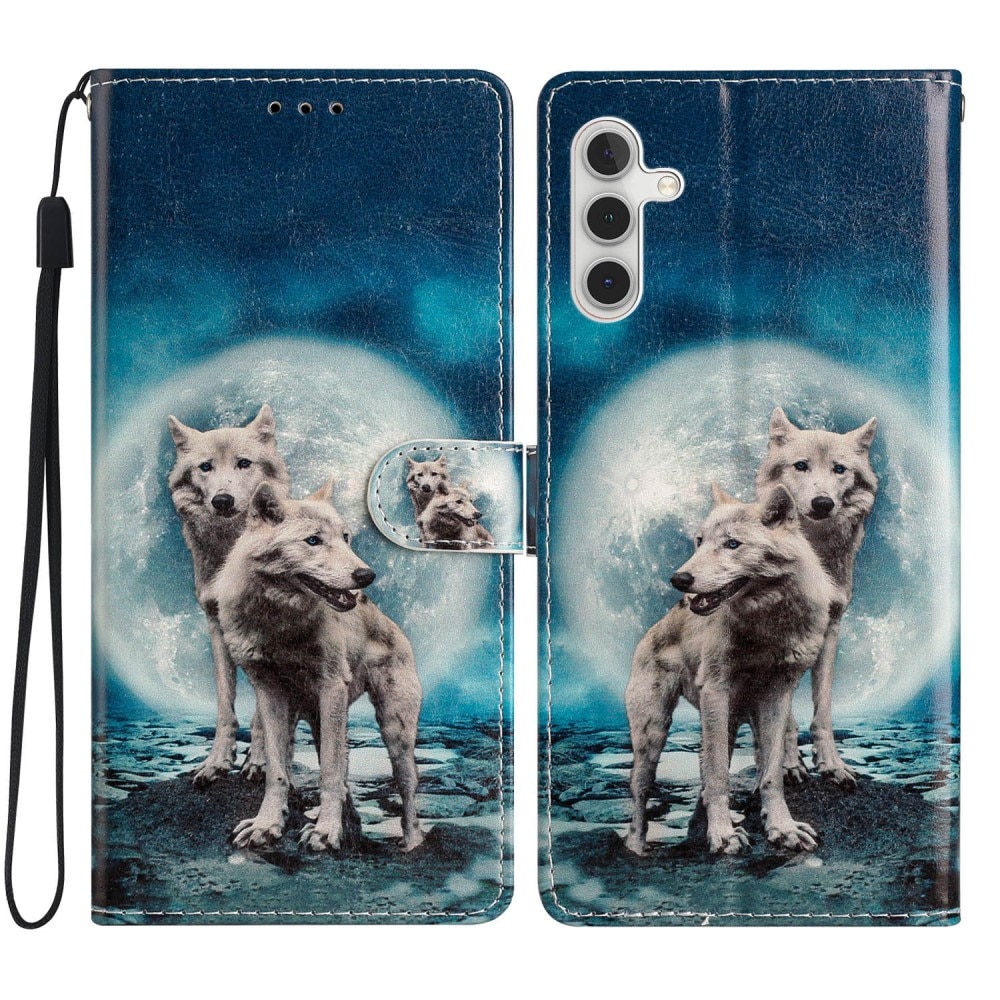 Coque portefeuille Samsung Galaxy A15, loups