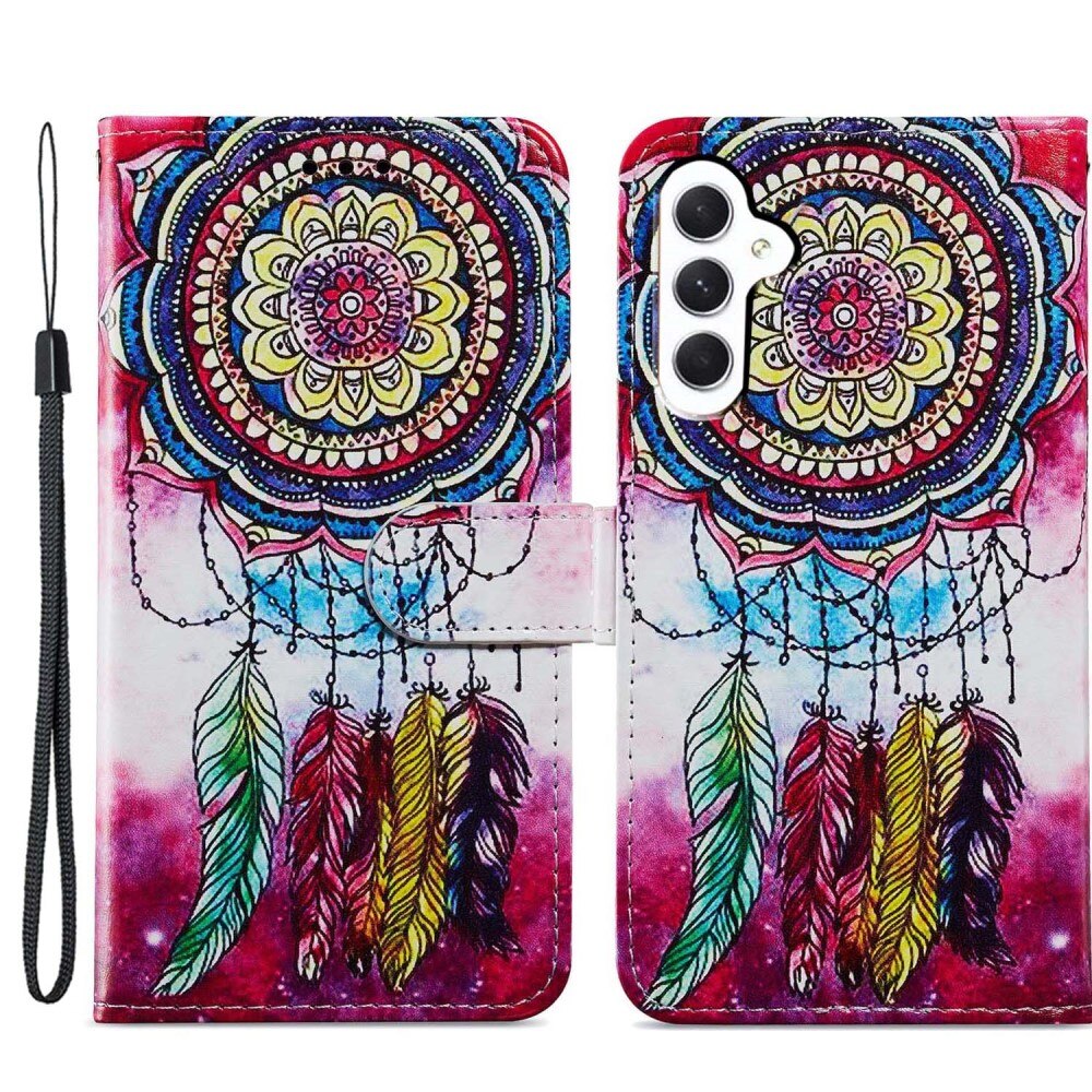 Coque portefeuille Samsung Galaxy A15, attrape-rêves roses