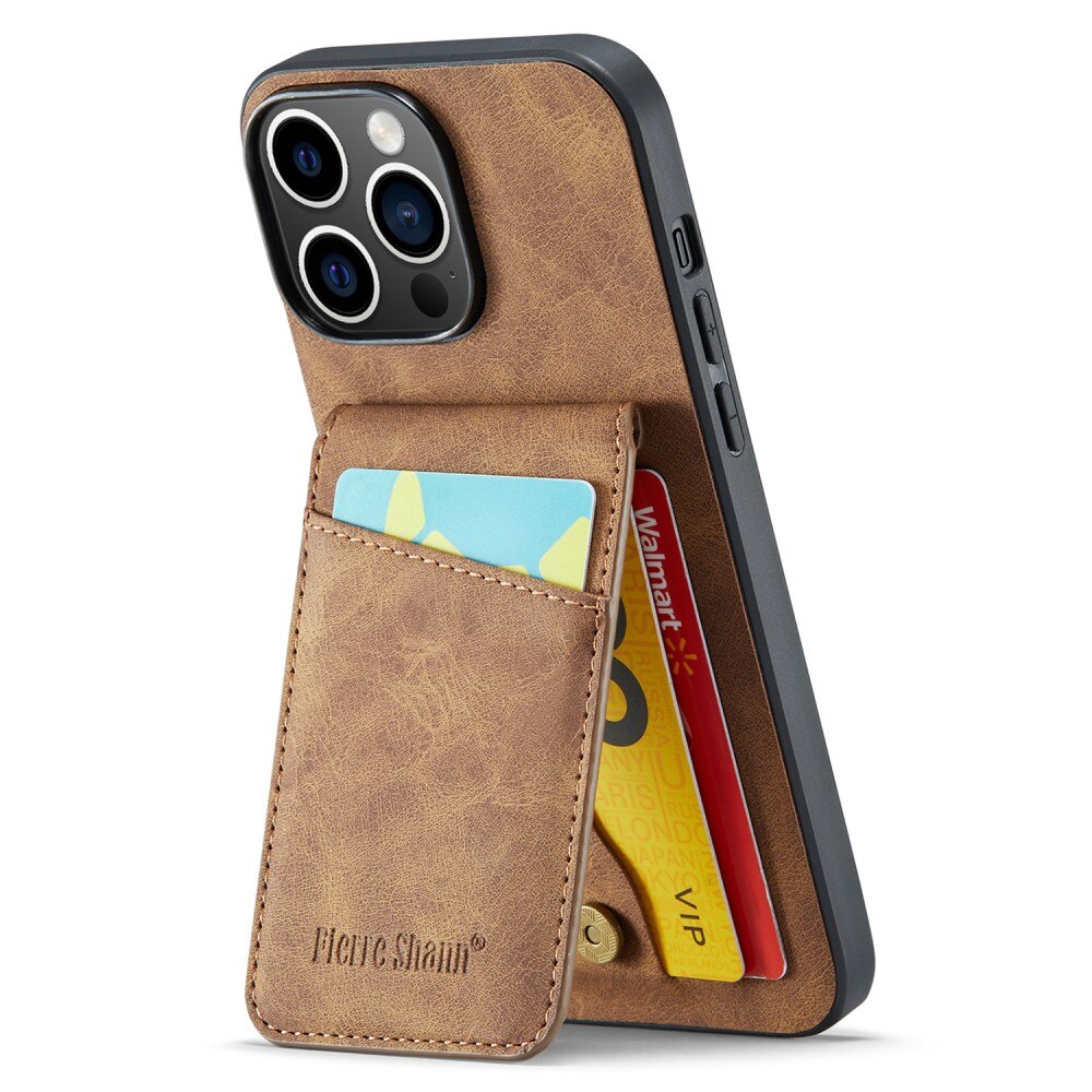 Coque avec plusieurs fentes anti-RFID iPhone 15 Pro, marron