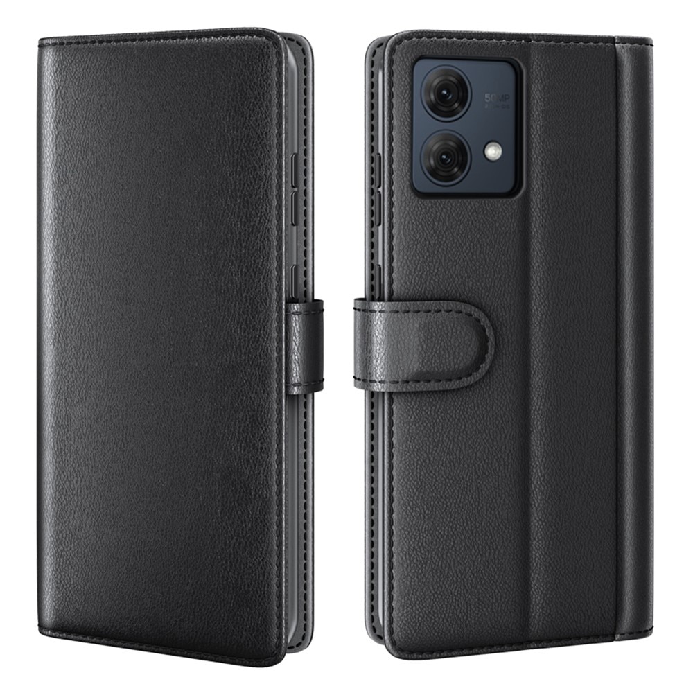Étui en cuir veritable Motorola Moto G84, Noir