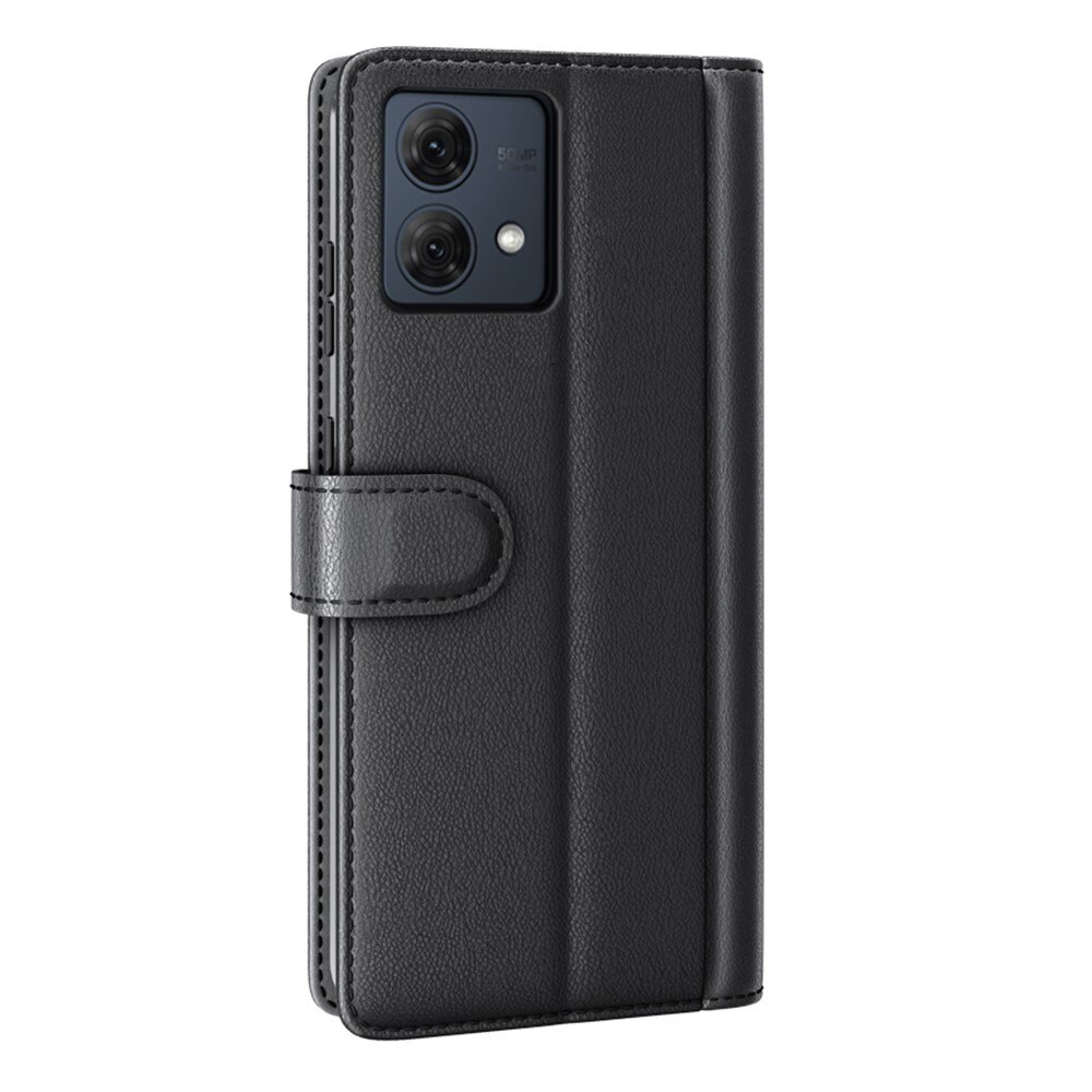 Étui en cuir veritable Motorola Moto G84, Noir