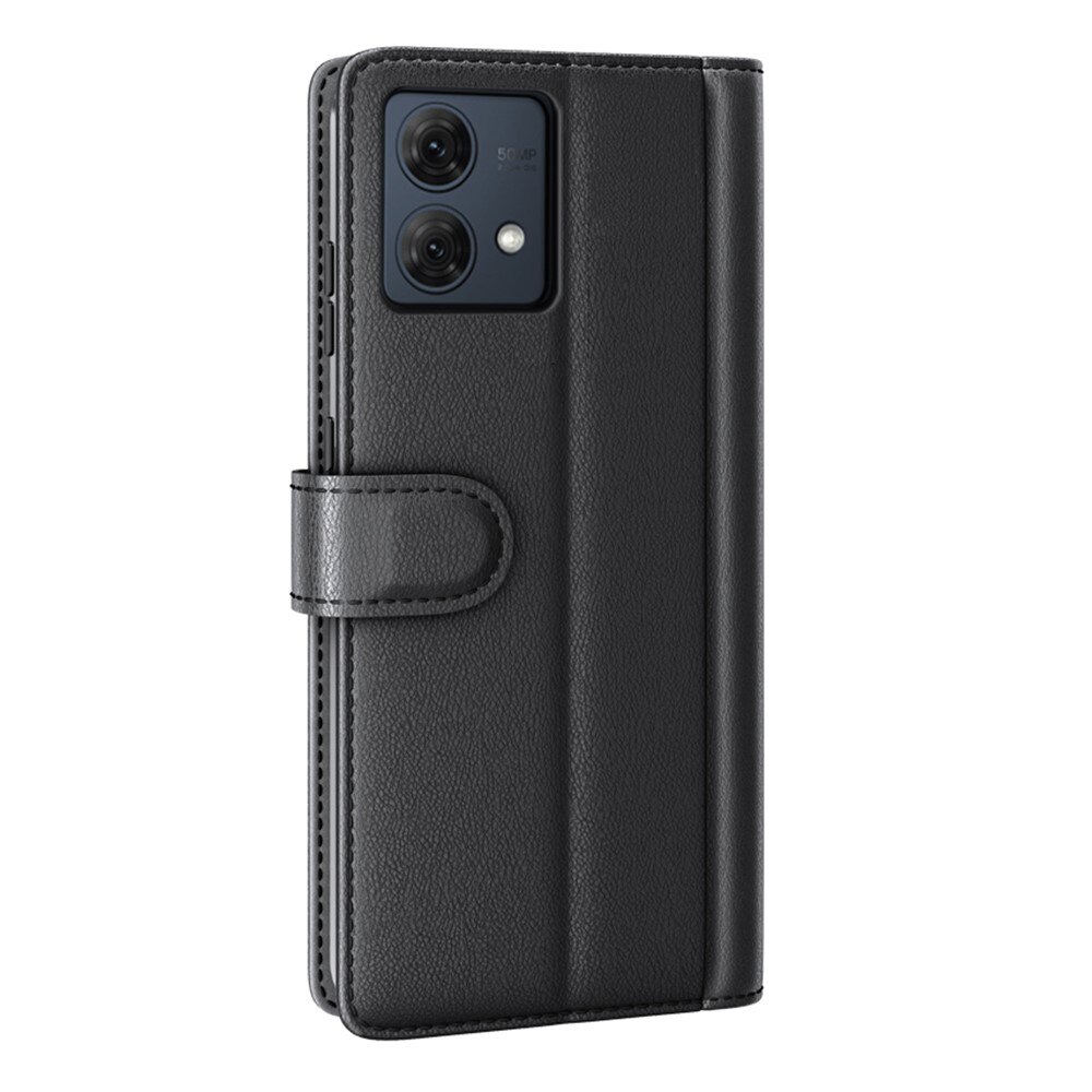 Étui en cuir veritable Motorola Moto G84, noir