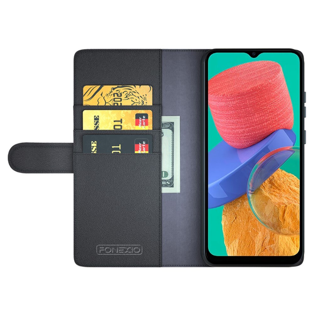Étui en cuir veritable Motorola Moto G54, Noir