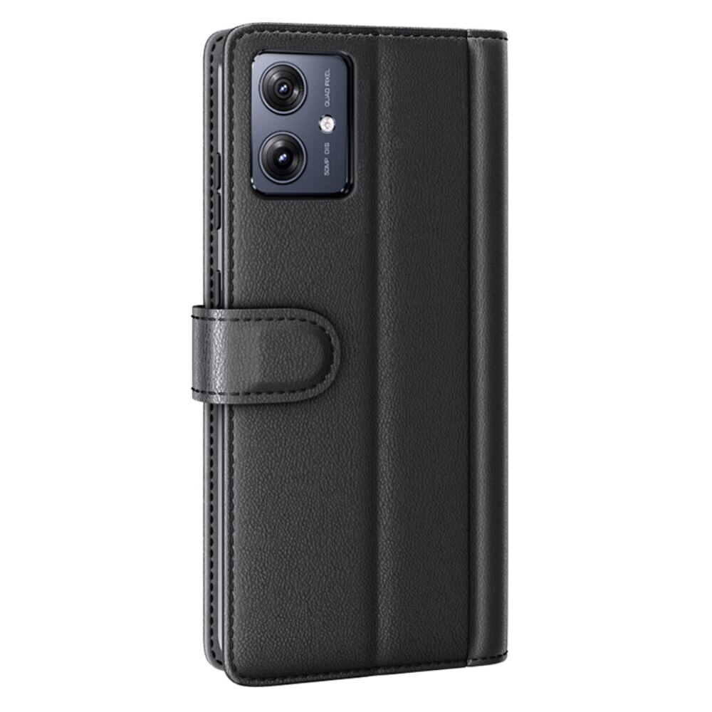 Étui en cuir veritable Motorola Moto G54, Noir