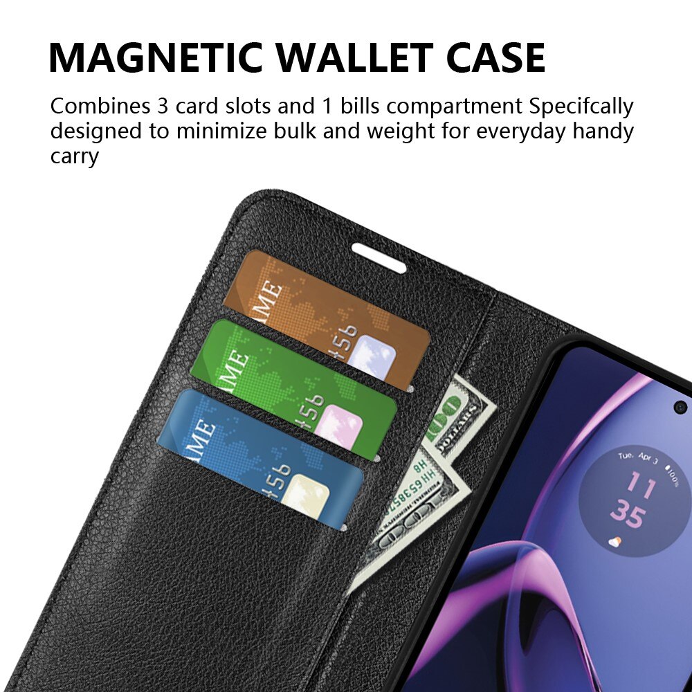 Coque portefeuille Motorola Moto G84, Noir