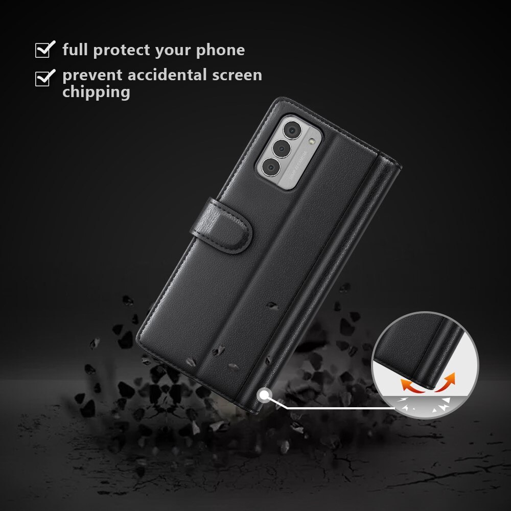 Étui en cuir veritable  Nokia G42, Noir