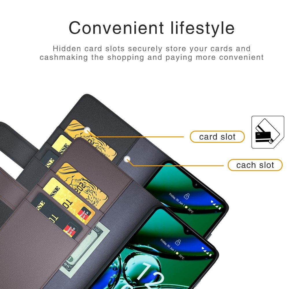 Étui en cuir veritable  Nokia G42, Noir