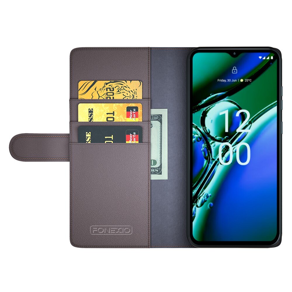Étui en cuir veritable  Nokia G42, Marron