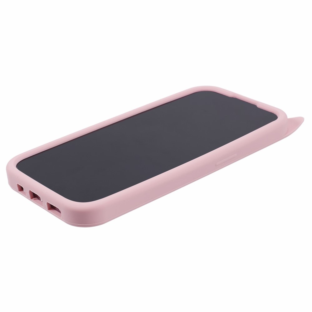 Coque en silicone Chat iPhone 15 Pro, rose