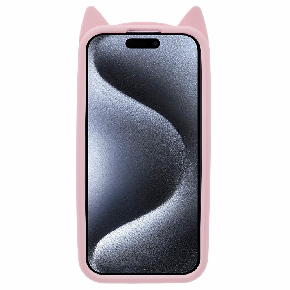 Coque en silicone Chat iPhone 15 Pro Max, rose