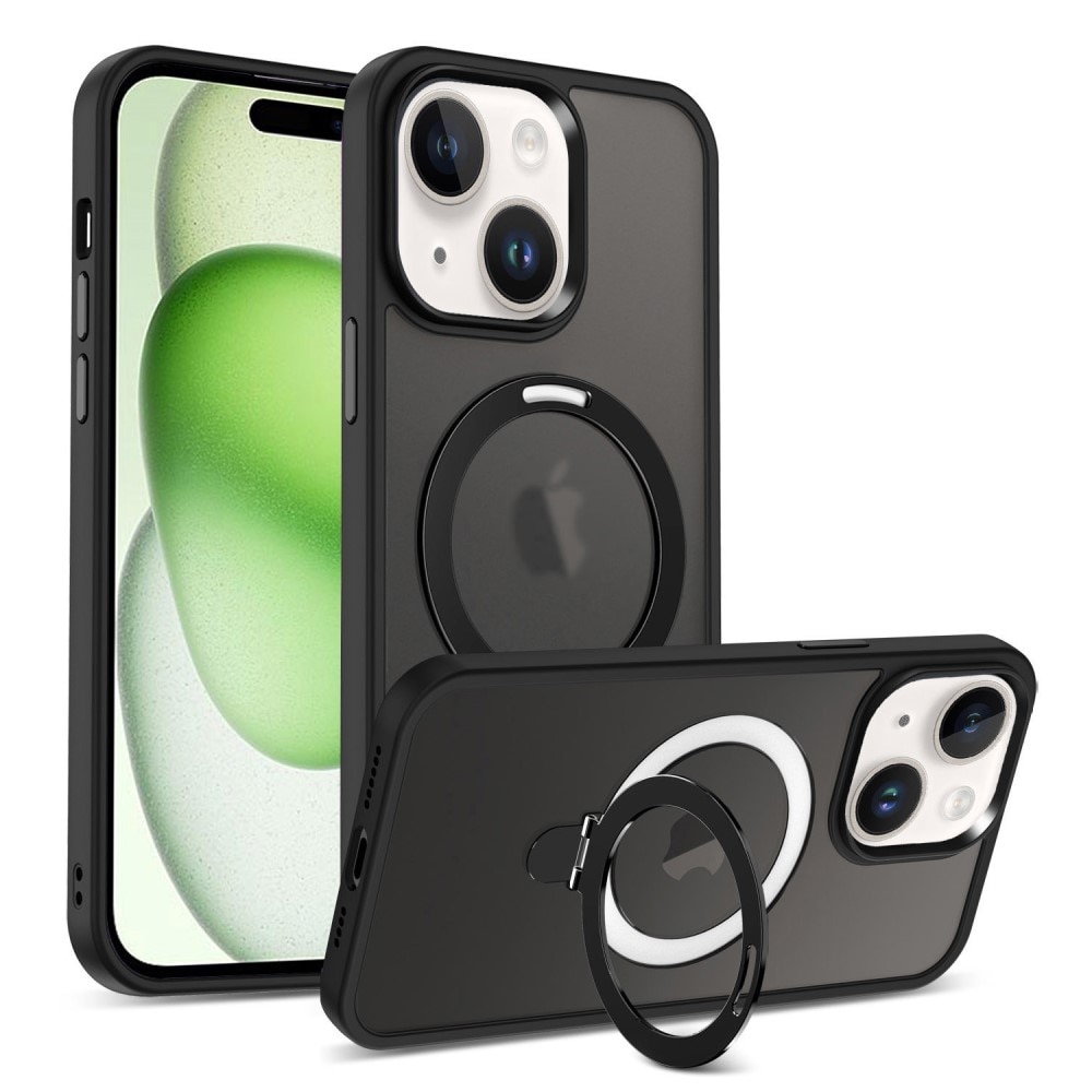 Coque hybride MagSafe Ring iPhone 15 Plus, Noir