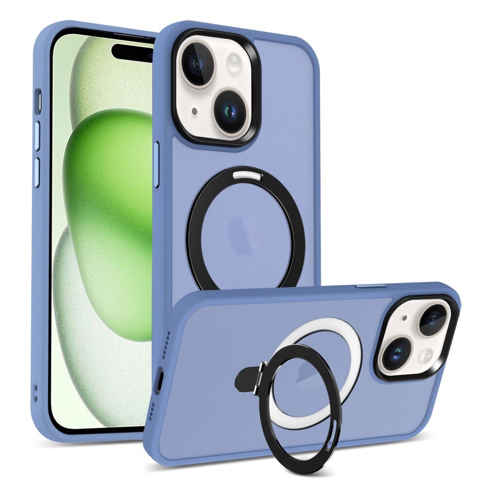 Coque hybride MagSafe Ring iPhone 15 Plus, Bleu