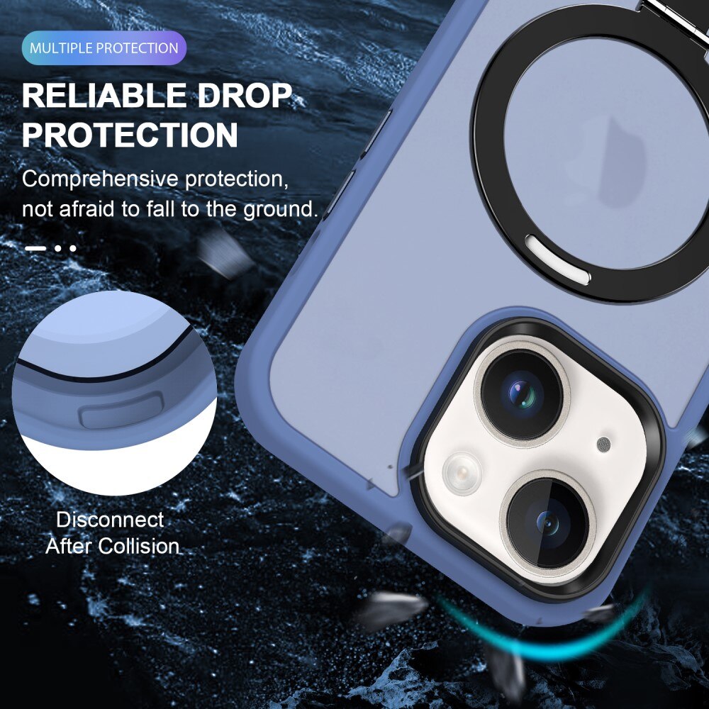 Coque hybride MagSafe Ring iPhone 15 Plus, Bleu