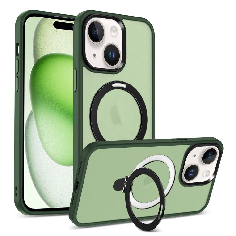 Coque hybride MagSafe Ring iPhone 15 Plus, vert