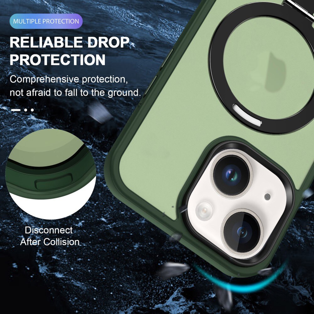 Coque hybride MagSafe Ring iPhone 15 Plus, Vert