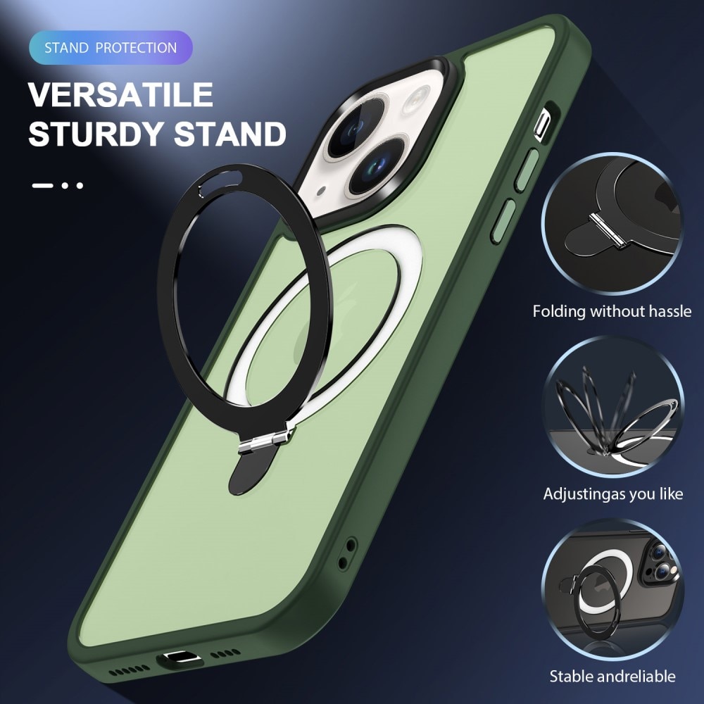 Coque hybride MagSafe Ring iPhone 15 Plus, vert