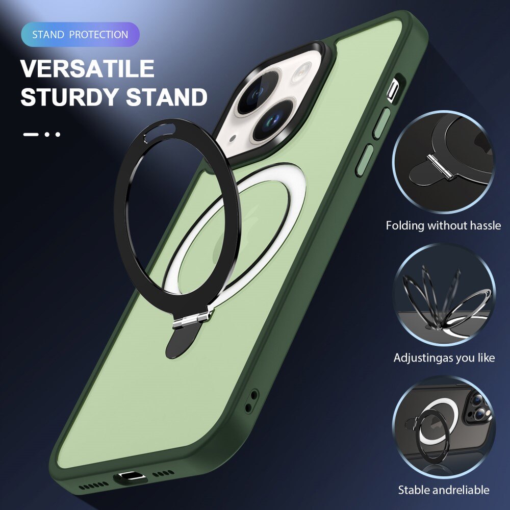 Coque hybride MagSafe Ring iPhone 15 Plus, Vert
