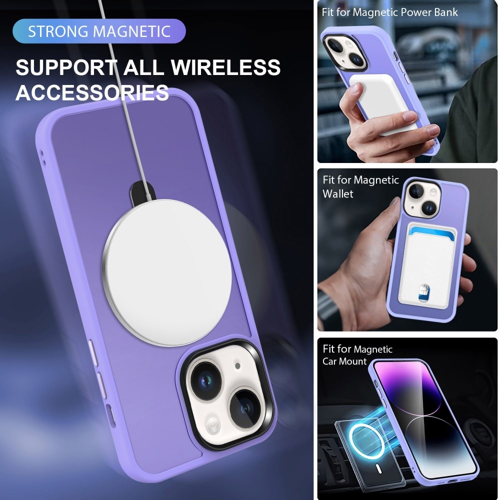 Coque hybride MagSafe Ring iPhone 15 Plus, violet