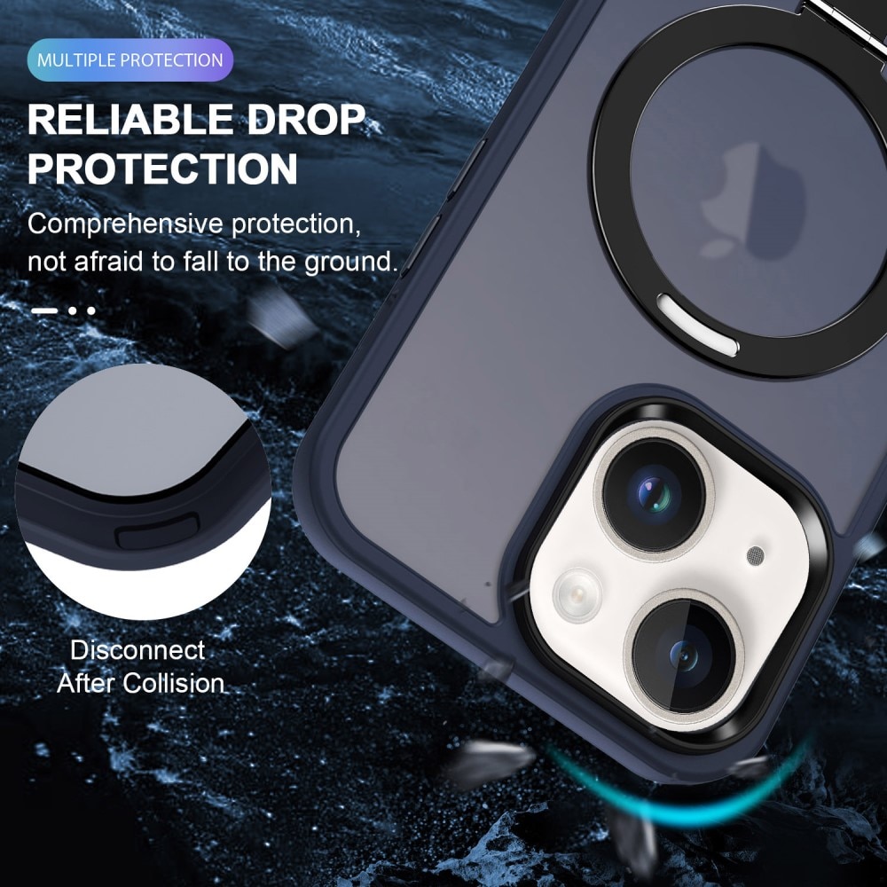 Coque hybride MagSafe Ring iPhone 15 Pro Max, Bleu