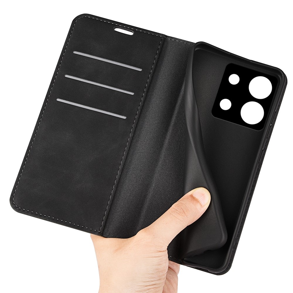 Coque portefeuille mince Xiaomi Redmi Note 13 Pro, Noir