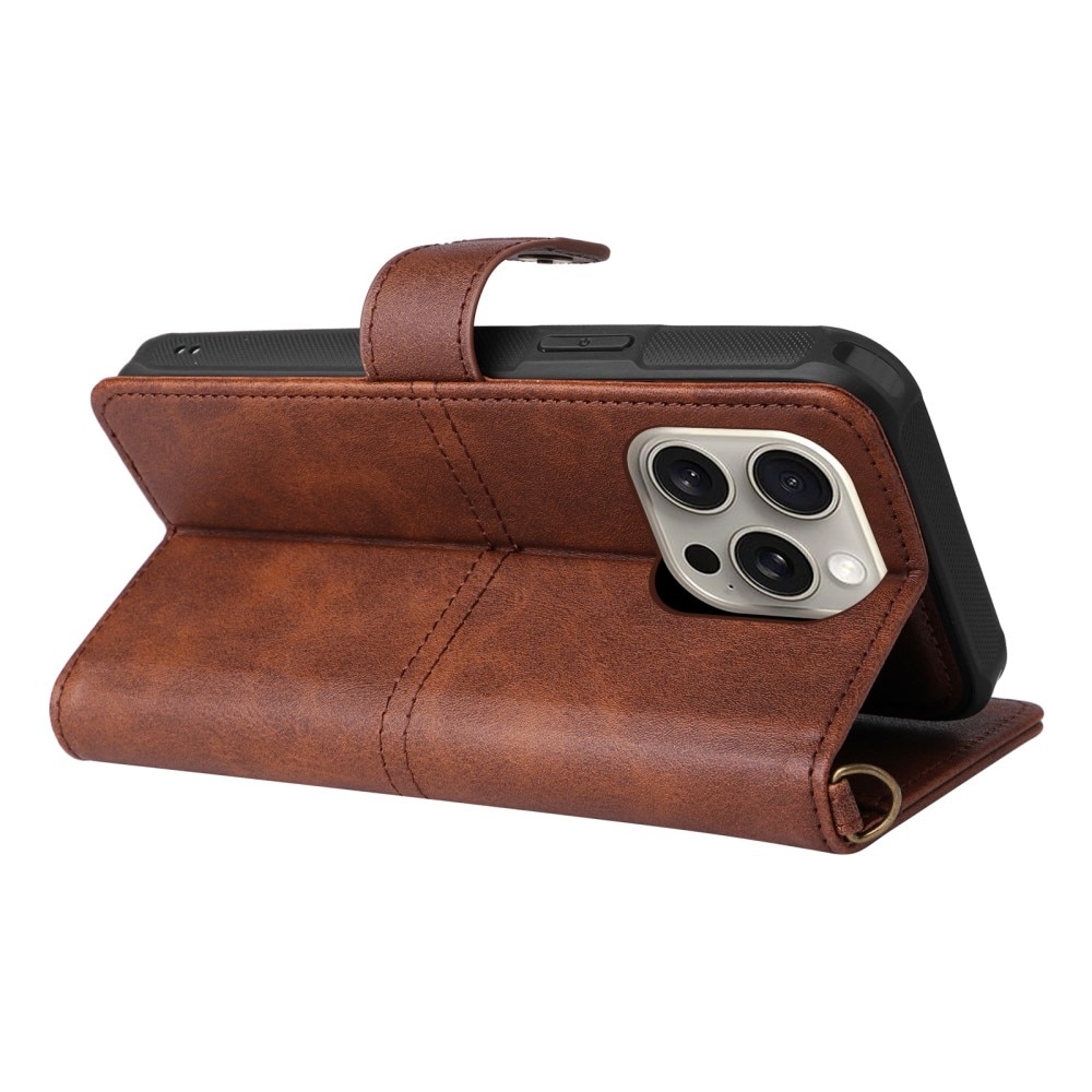 Magnet Leather Wallet iPhone 15 Pro Max marron