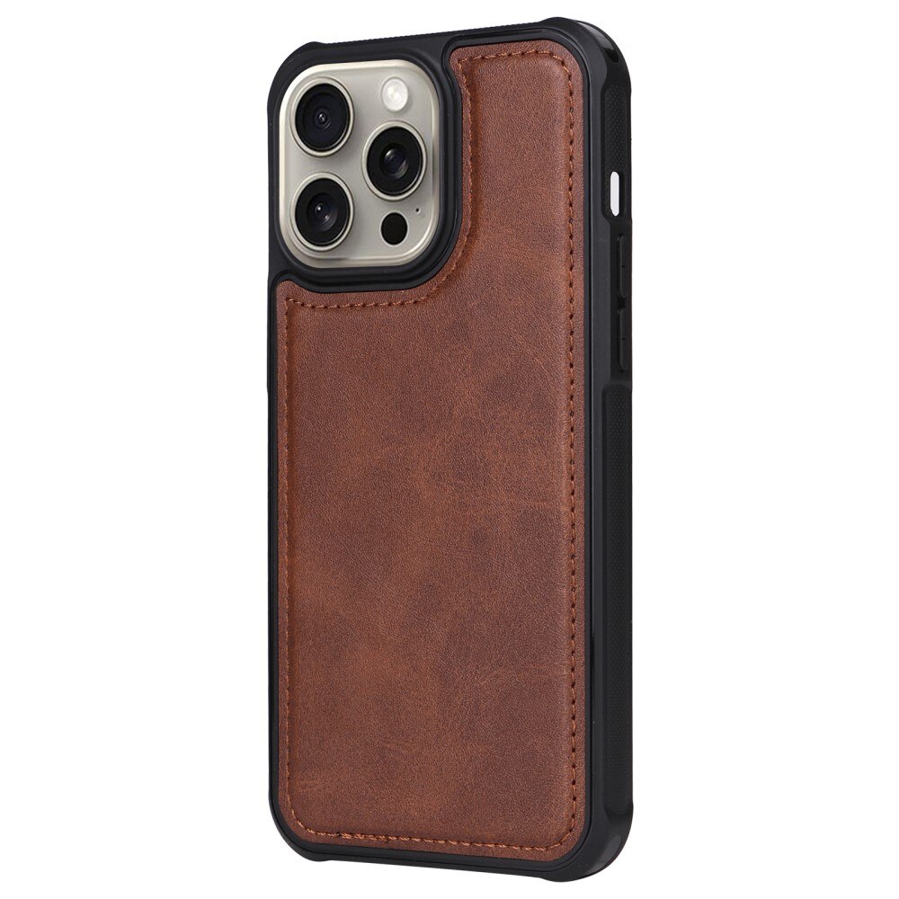 Magnet Leather Wallet iPhone 15 Pro Max marron