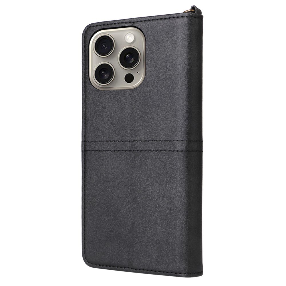 Magnet Leather Wallet iPhone 15 Pro Max noir