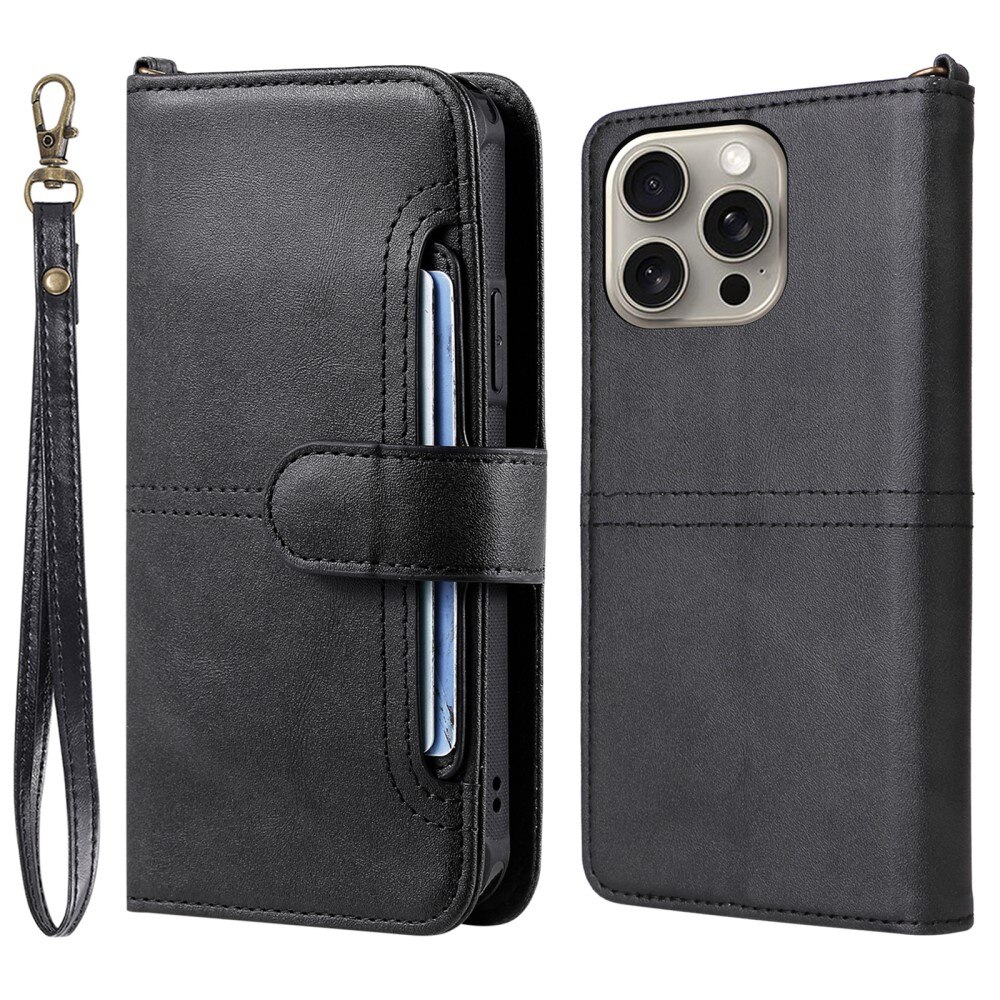 Magnet Leather Wallet iPhone 15 Pro Max noir