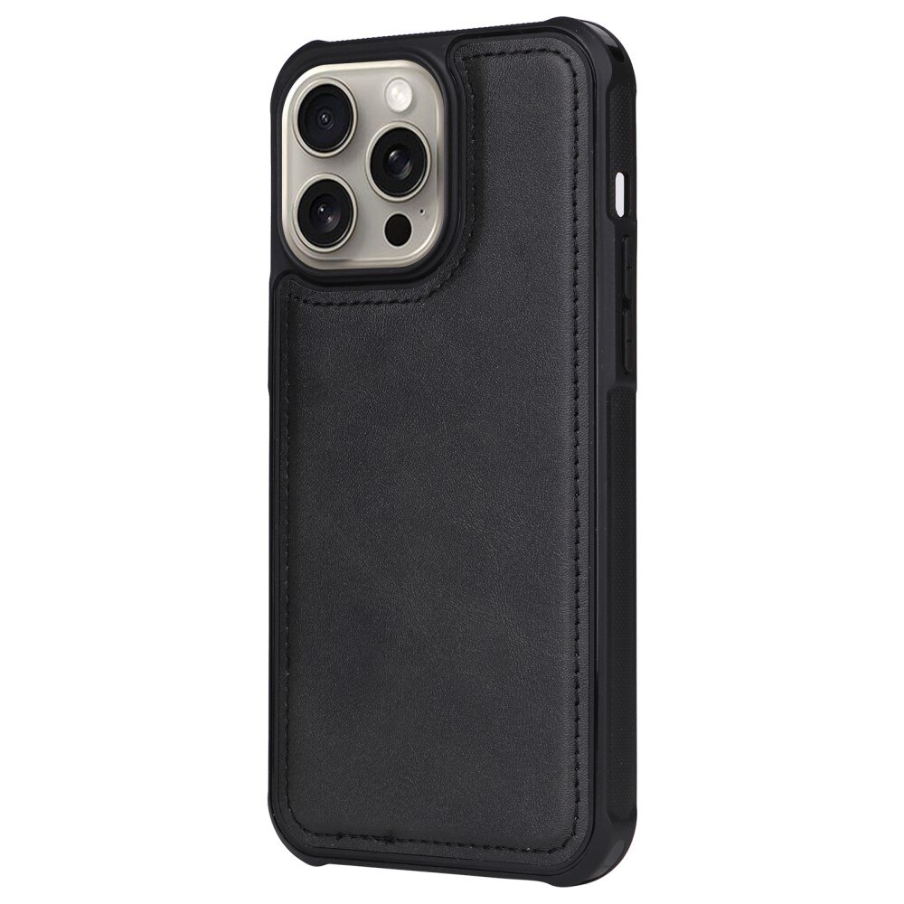 Magnet Leather Wallet iPhone 15 Pro Max noir