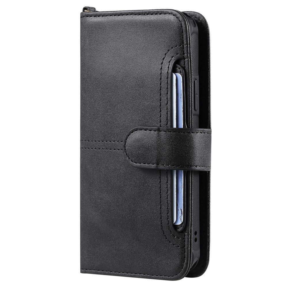 Magnet Leather Wallet iPhone 15 Pro, noir