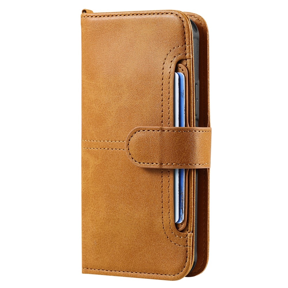 Magnet Leather Wallet iPhone 15, Cognac